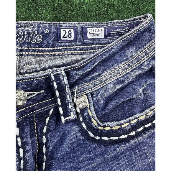 Miss Me Boot Heavy Stitched Cross Jeans - Picture 5 of 7